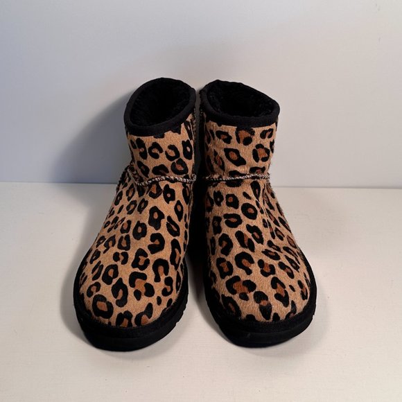 Ugg Ultra Mini Spotty Animal Print Pony Hair Shearling Boots Women Size 6 - Picture 4 of 8
